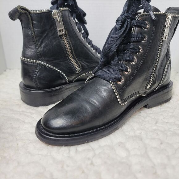 Zadig & Voltaire Laureen Roma Studs Black Leather Ankle Boots EU 39 US 8.5 Italy main image 5